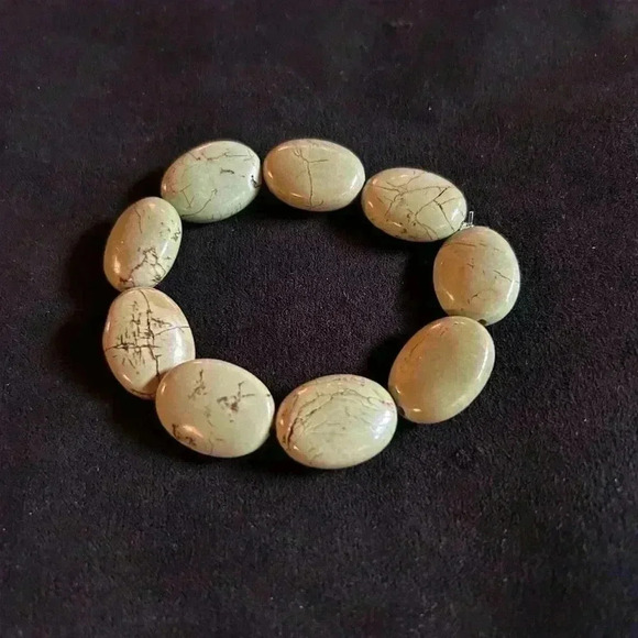 Turquoise, green stretchy bracelet, mannequin’s wrist is 6” - Picture 2 of 2